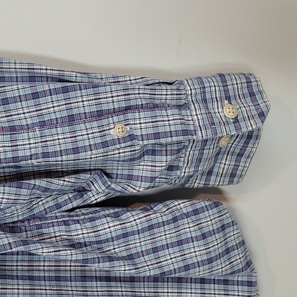 Nautica blue plaid button down Long Sleeve men's shirt Large - Picture 5 of 10